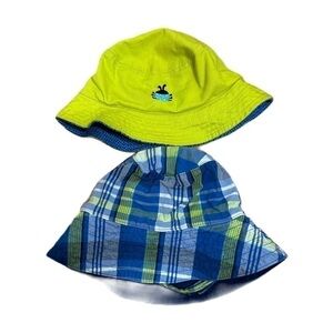 Baby Hat Bundle Blue Green Old Navy Plaid Boys 12-24 mos Kids Baby